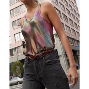 Nation LTD Lisette Bias Cut Tie Dye Watercolors Flattering Tank Top Size XS NWT